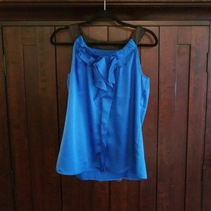 2 for $25! Limited Blue Ruffle Tank with Black